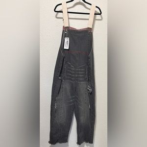 YESNO Retro Tassel overall distressed faded black gray size medium